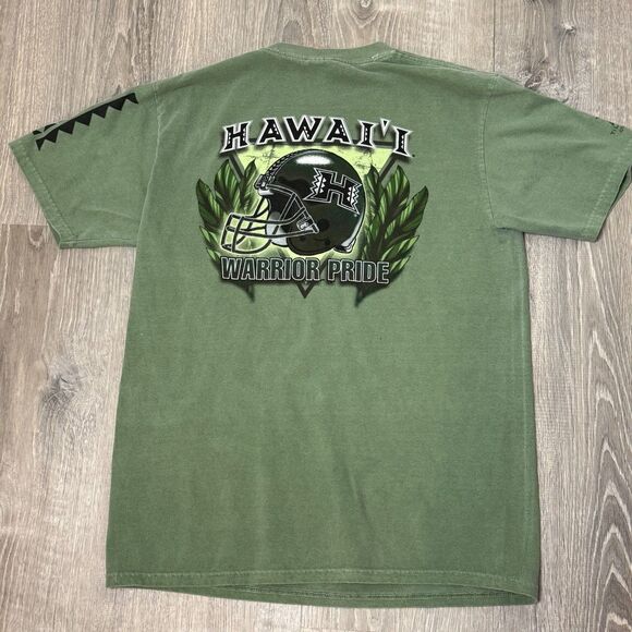 Y2K Vintage Crazy Shirts Hawaii UH Football Medium Graphic T-Shirt Ti Leaf Dye - Picture 3 of 7